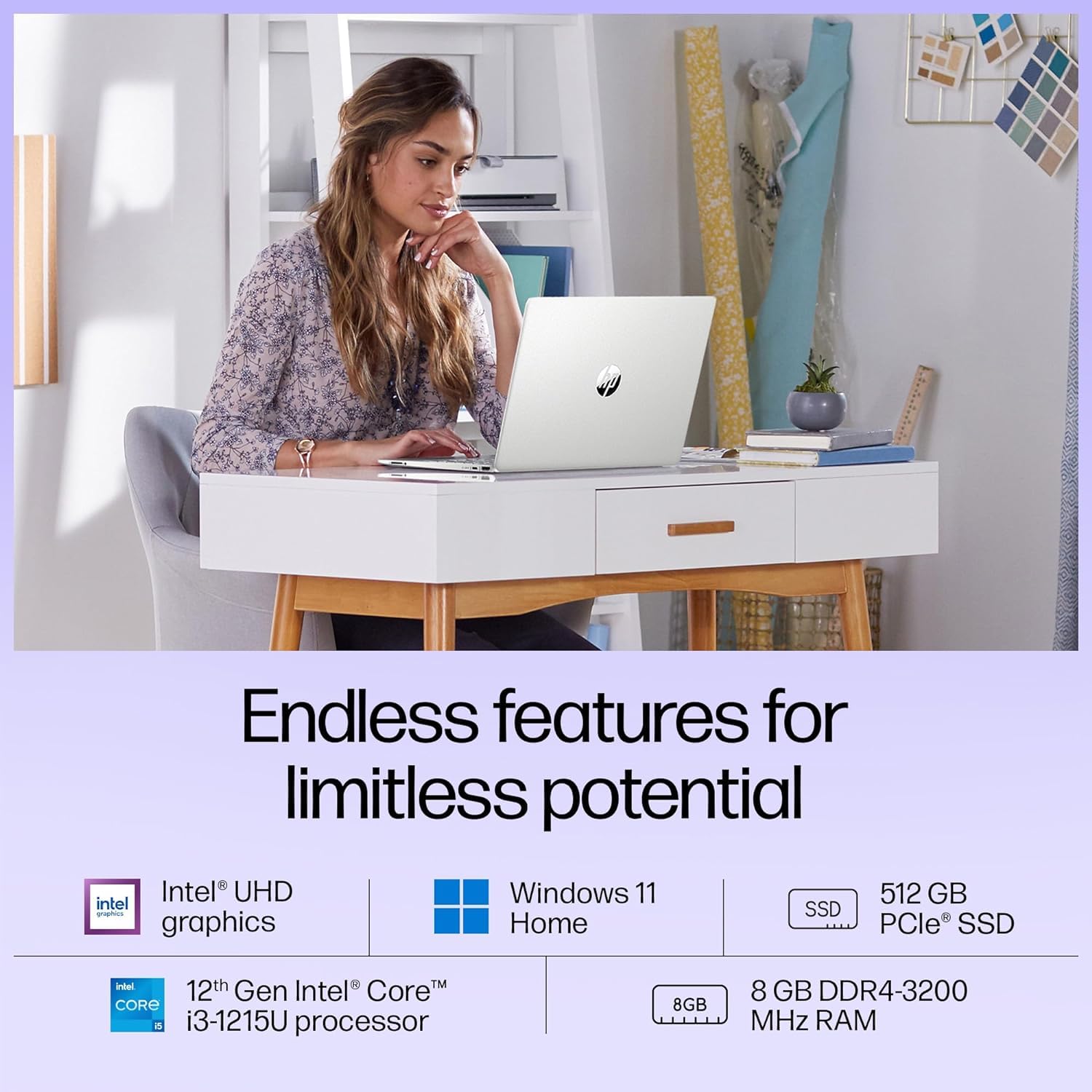 HP Laptop 15,12th Gen Intel Core i3-1215U,15.6 inch(39.6 cm)
