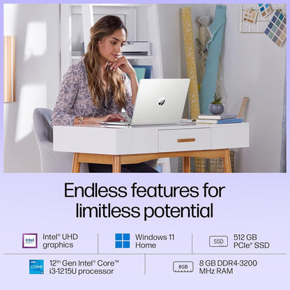 HP Laptop 15,12th Gen Intel Core i3-1215U,15.6 inch(39.6 cm)