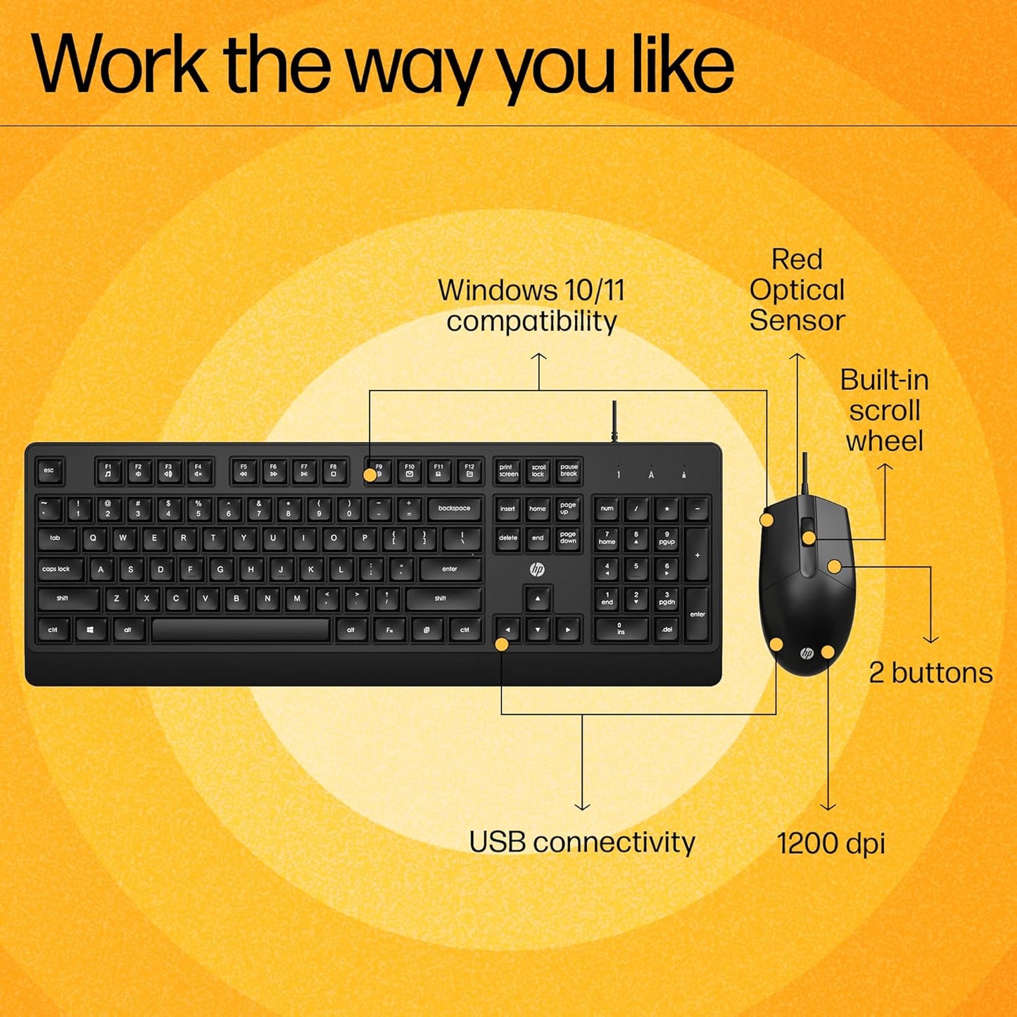 HP KM 130 Wired Mouse and Keyboard Combo