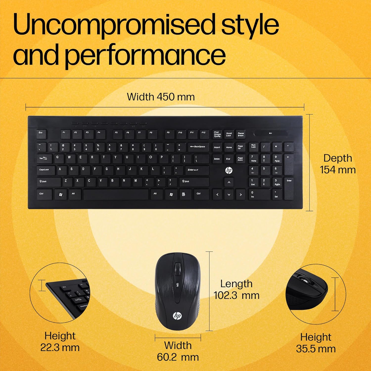 HP KB260 USB Wireless Spill Resistance Keyboard and Mouse Set